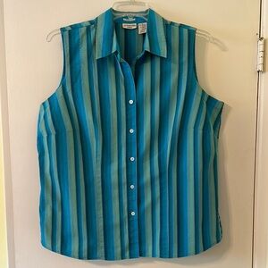 Striped Sleeveless Button-Up Shirt